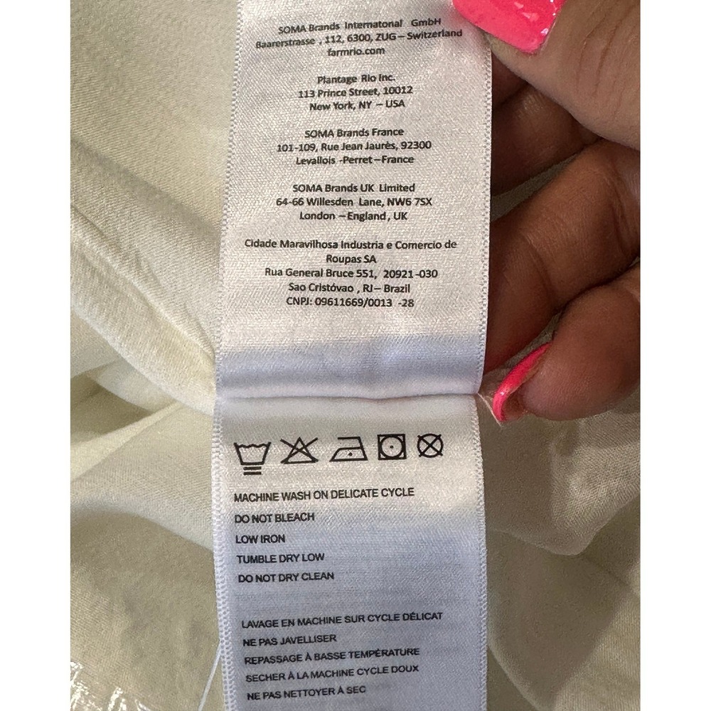 FARM Rio Sea of Fish Ankle Dress NWOT SZ Small Off-White Blue Embroidered Cutout - Picture 13 of 14